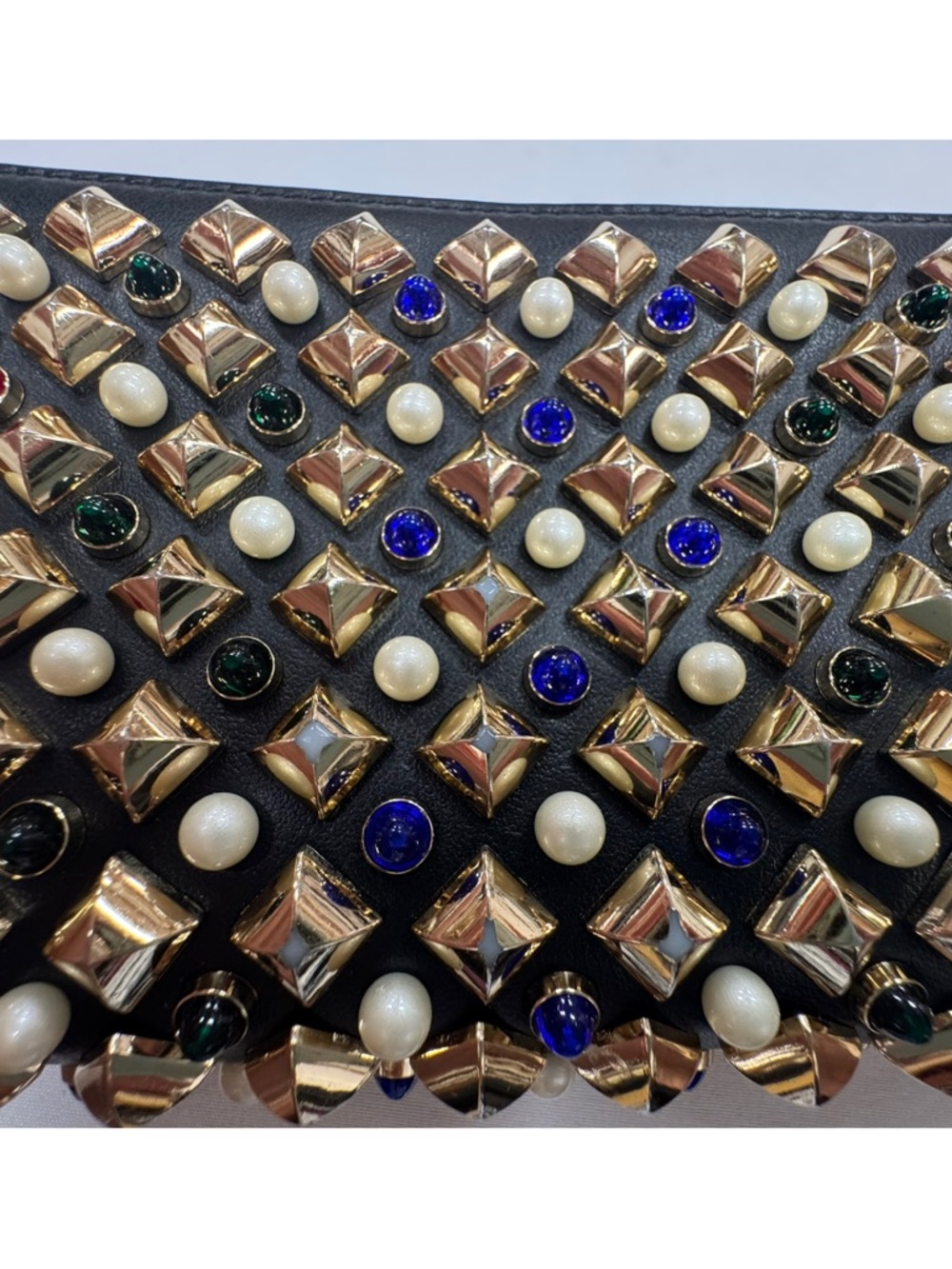 Authentic Christian Louboutin Studded wallet with colorful gems EUC